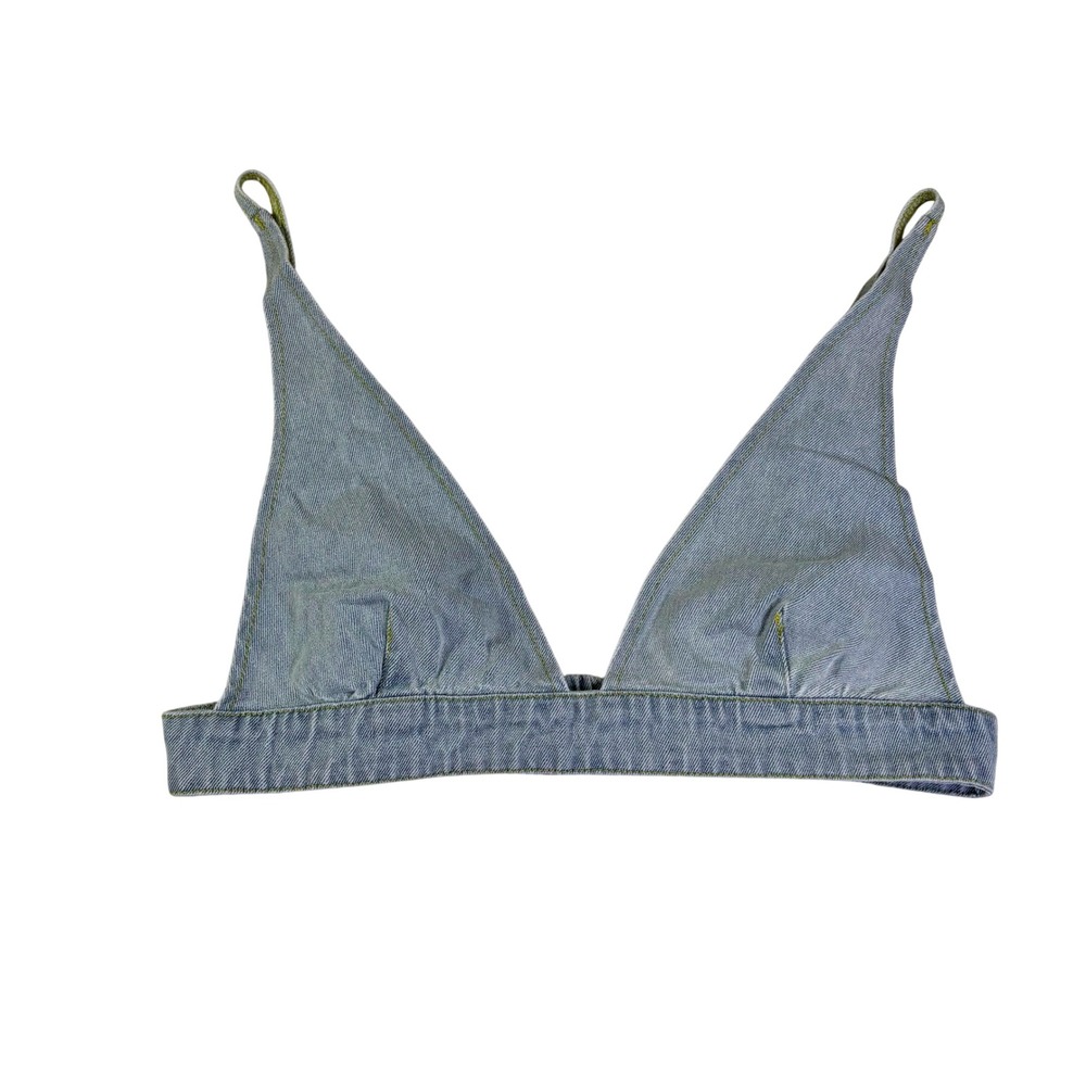 Steve Madden Womens Light Wash Denim Triangle Bralette Top BM304537 Blue M